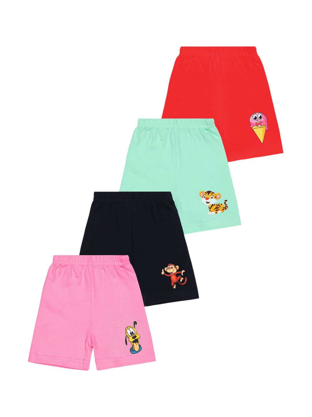 MM Impex Unisex Pack of 4 Printed Regular Shorts