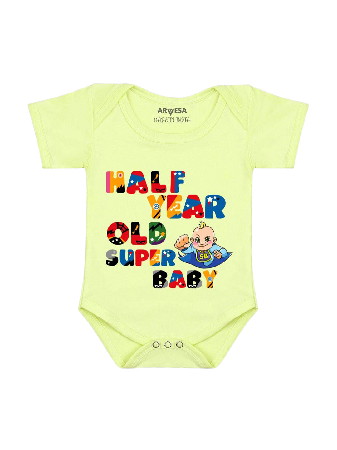 Arvesa Half Birthday Baby Printed Bodysuit