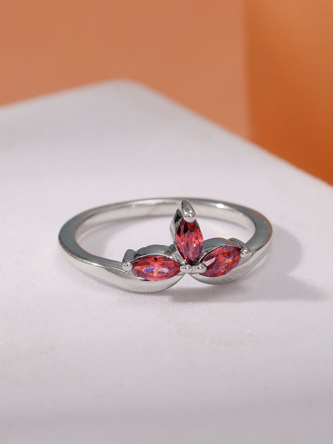 GIVA 925 Silver Petal Promise Ring Fixed Size Indian - 12