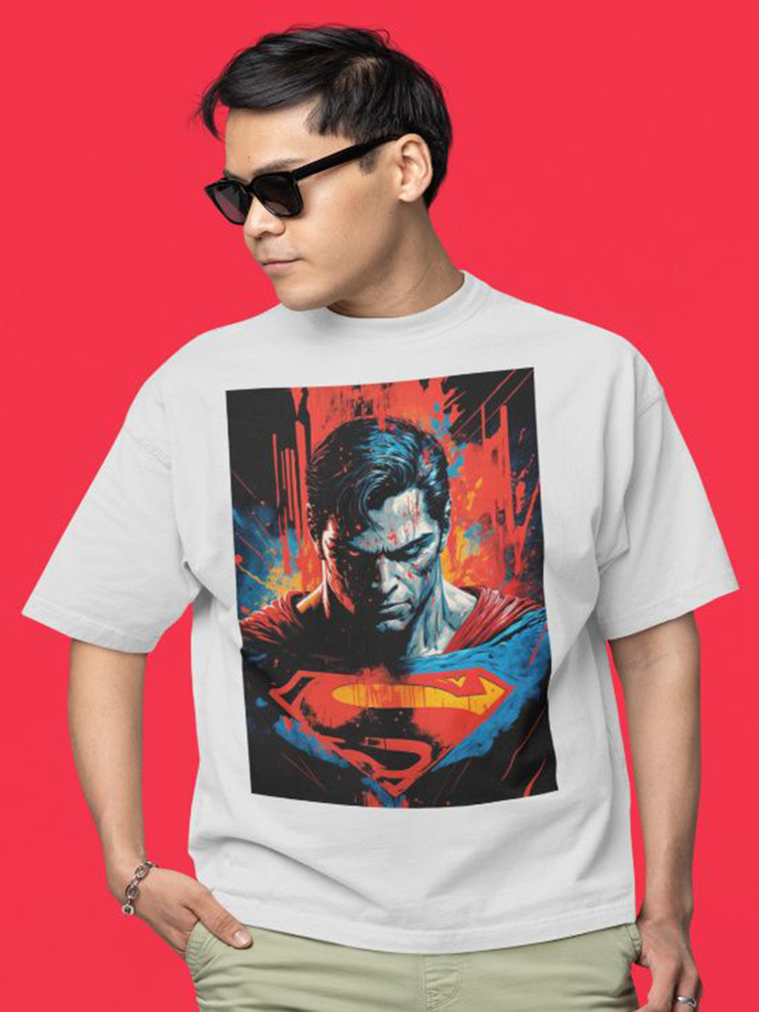 Onfleeks Supermen Graphic Printed Cotton Oversized T-shirt