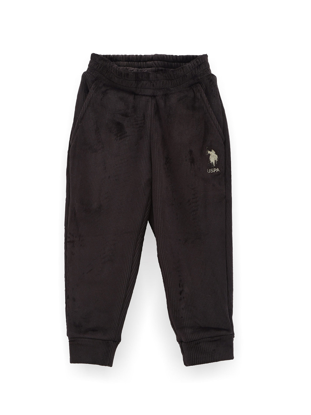 U.S. Polo Assn. Kids Boys Self-Striped Fleece Lined Velvet Finish Joggers