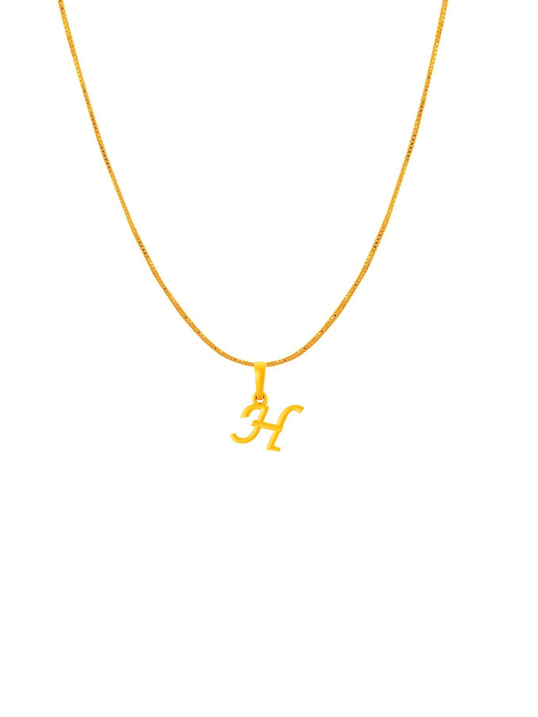 Metronaut Men 925 Sterling Silver 22KTGold-Plated H Alphabet Pendant With Box Chain