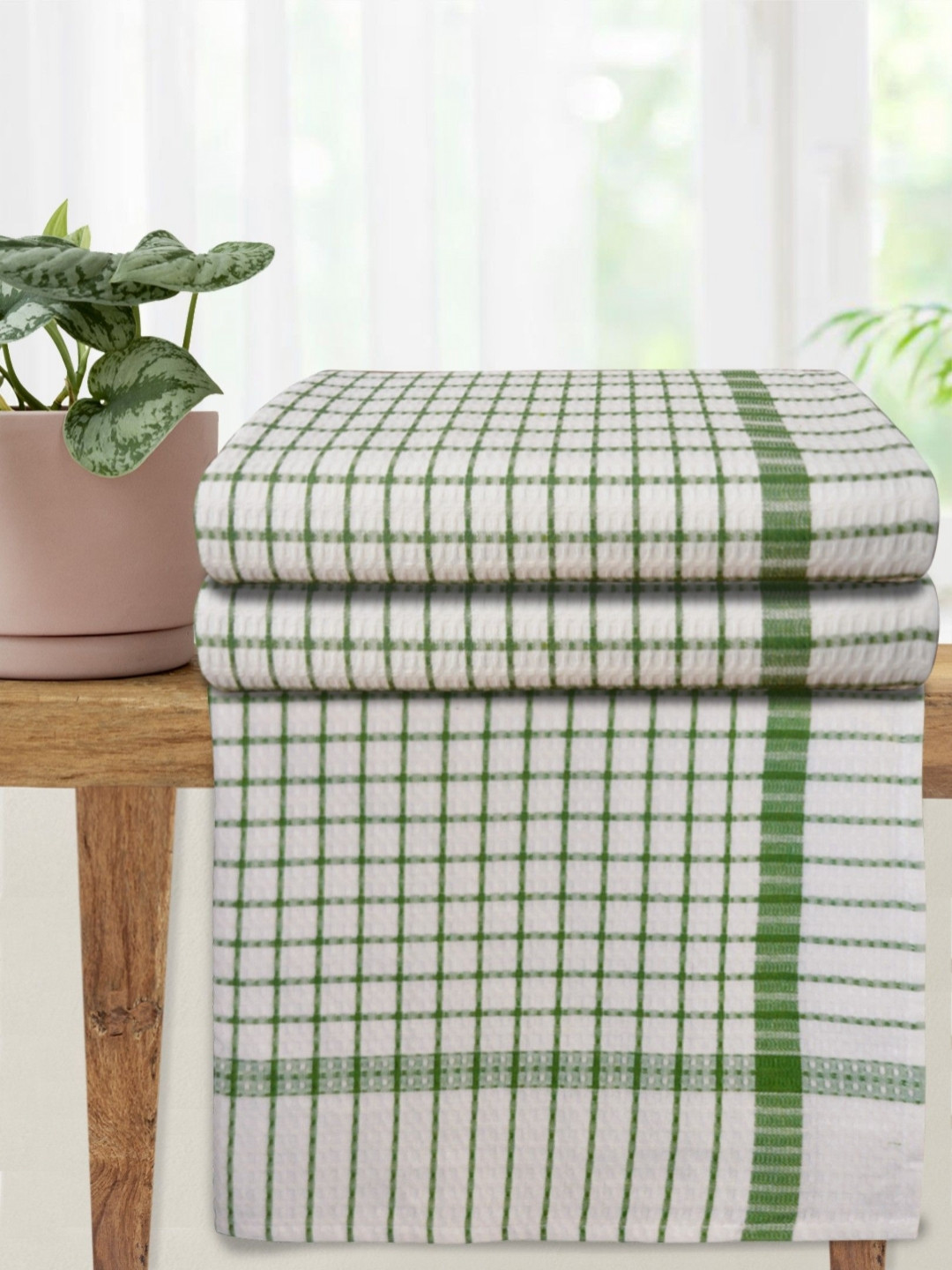 Athom Living Premium Cotton Bath Towel 75 x 150 Green Colour Pack of 3
