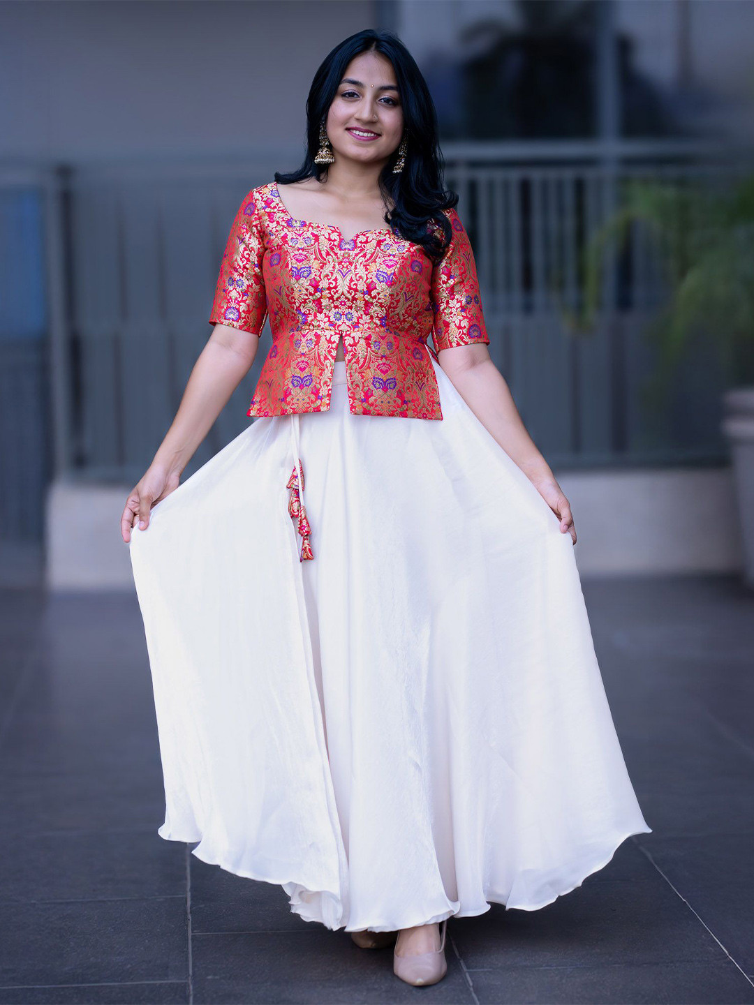 I LOVE SAREES Banarasi Organza Zari Ready To Wear Lehenga & Blouse