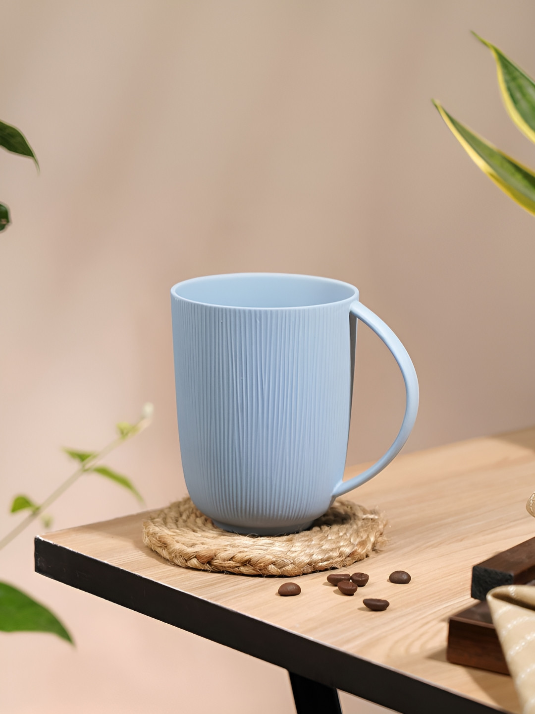 Vola Global LLP Great Indian Girlfriend Blue Textured Porcelain Microwave Safe 2 Piece Mugs-400ml