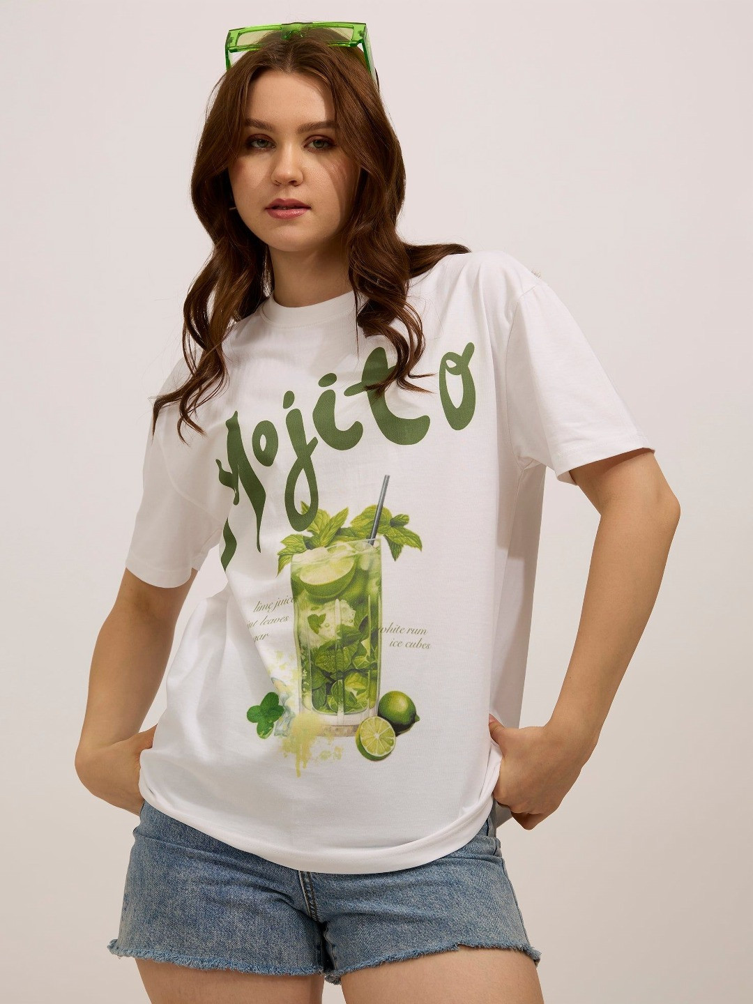 Outzidr White Oversized Graphic T-Shirt