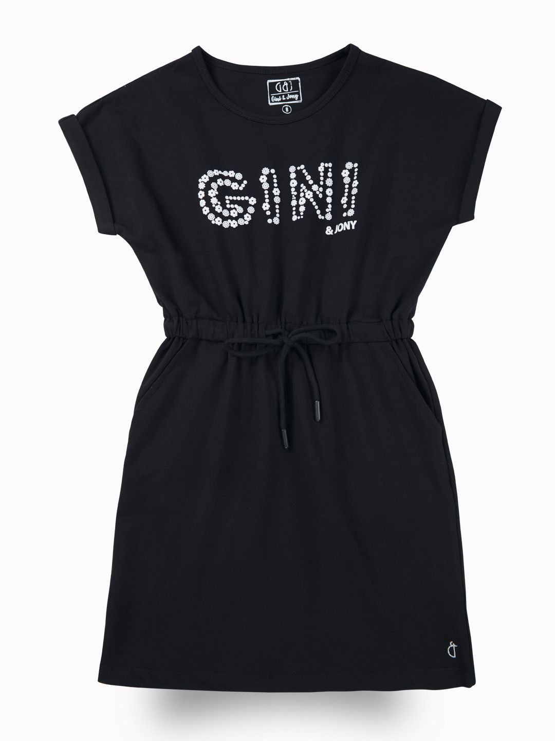 Gini and Jony Girls Typropraghy Printed Cotton Fit and Flare Dress
