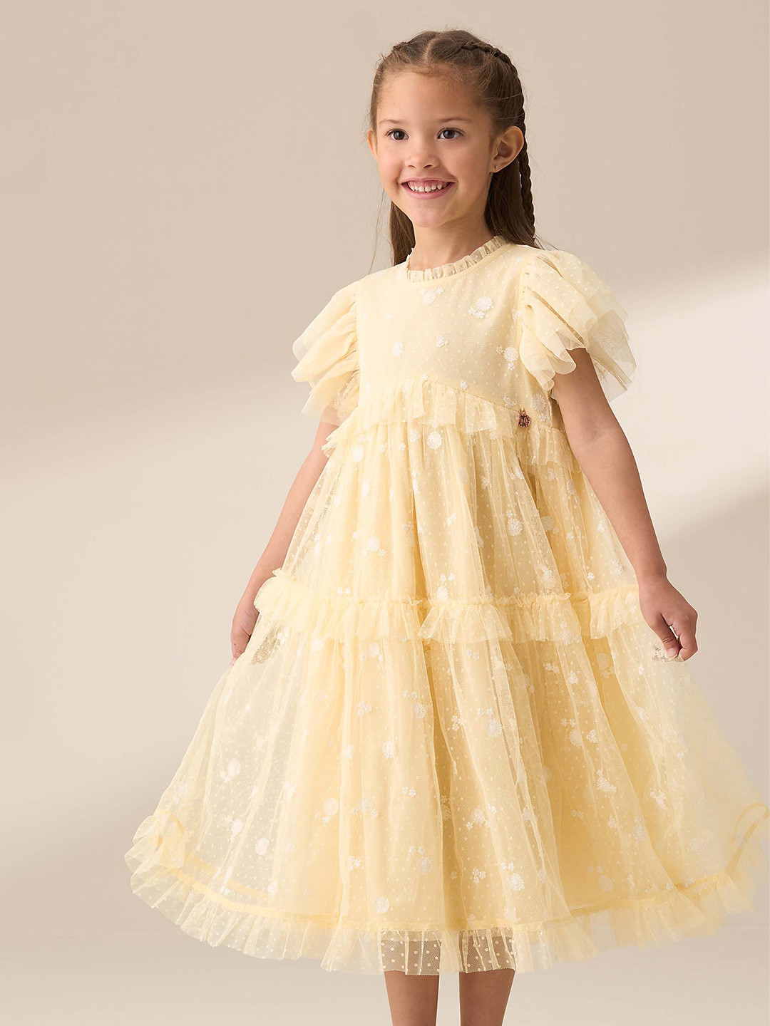 Angel & Rocket Girl Luisa Sunshine Embroidered Mesh Dress