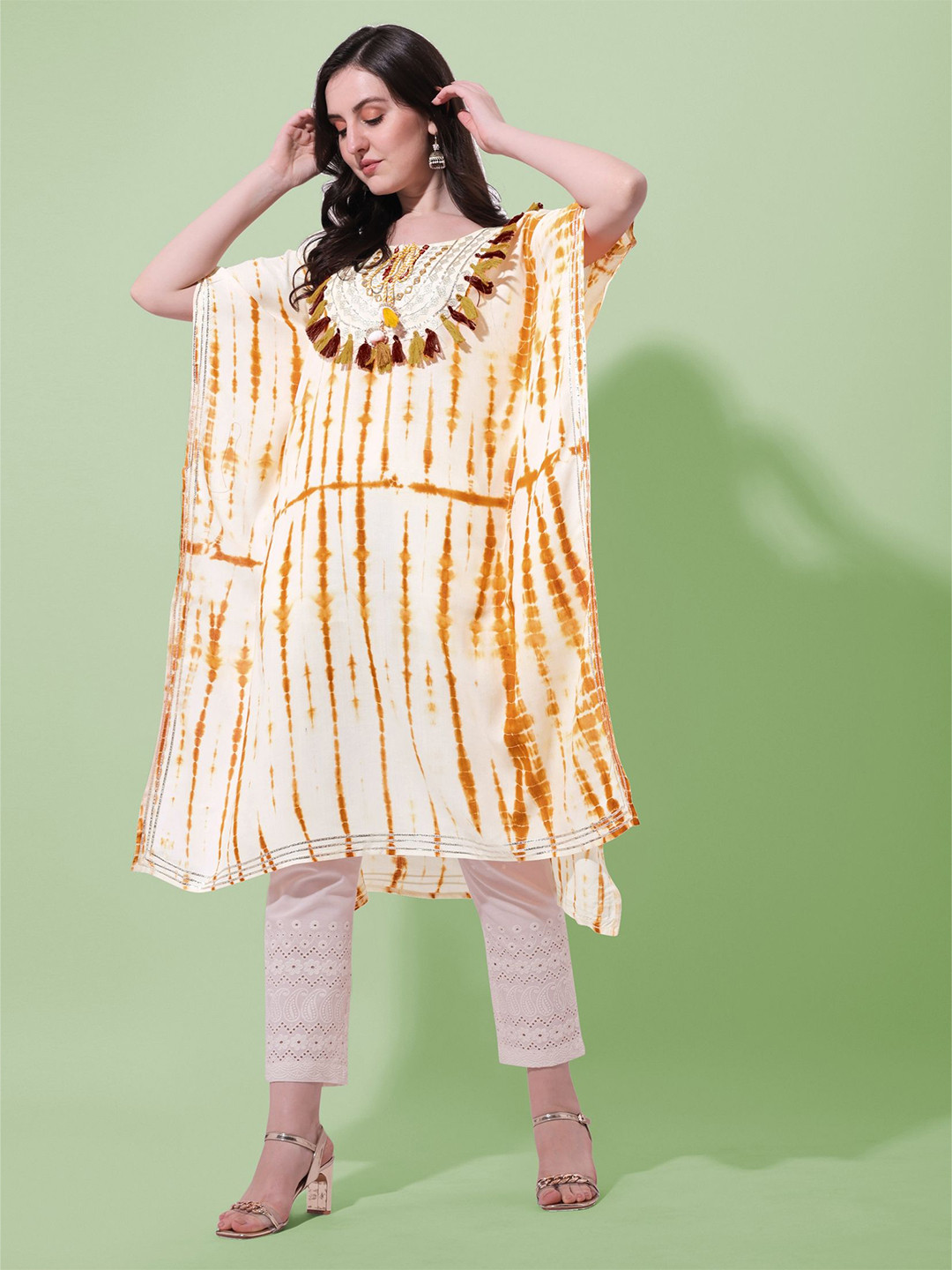 KALINI Women Ethnic Motifs Printed Shibori Daily Kaftan Kurtas