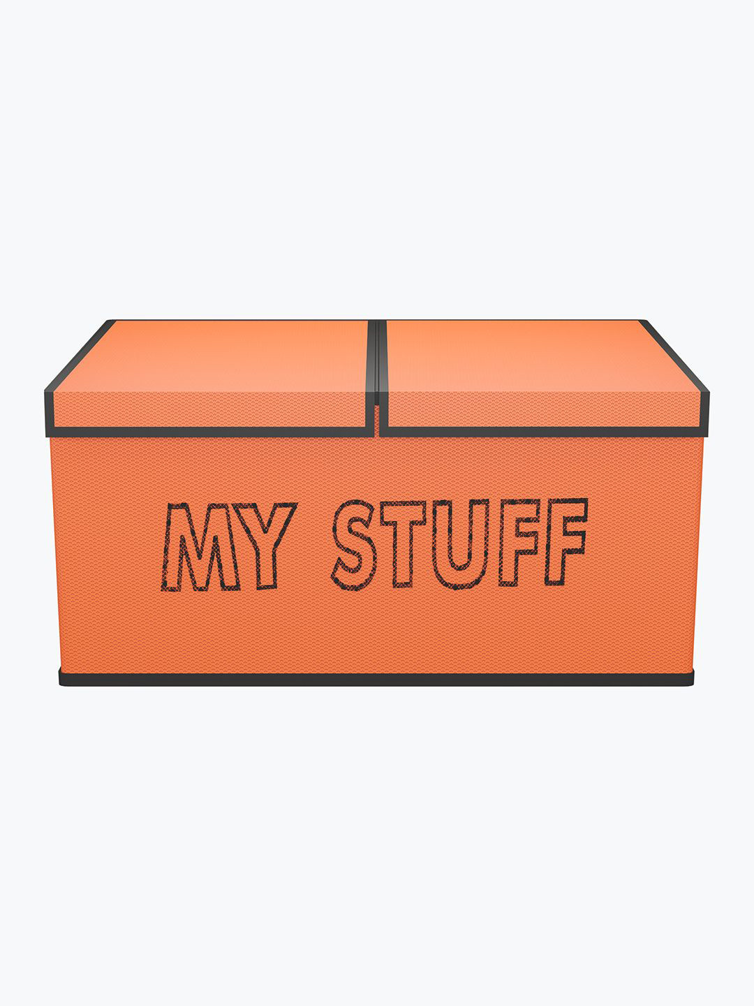 Kuber Industries Orange Colored Printed 2 Partition Storage Box Organisers With Lid