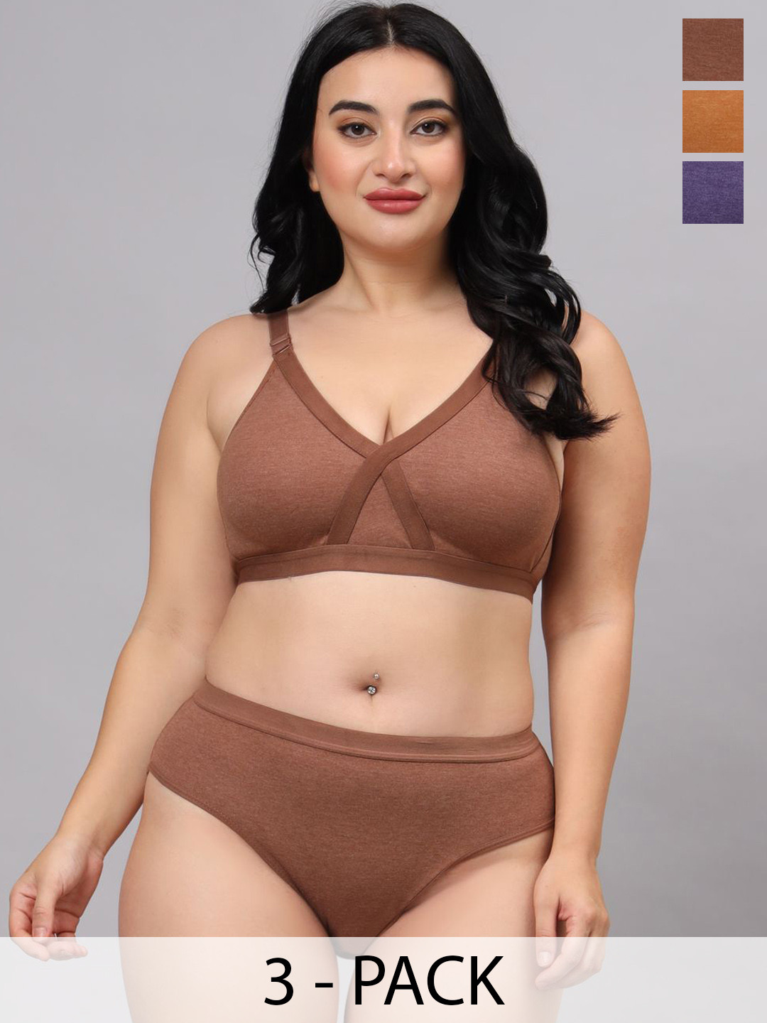 Designer Bugs Pack Of 3 Cotton Non Padded Lingerie Sets LS-ZAN-CH-MS-PR-30B