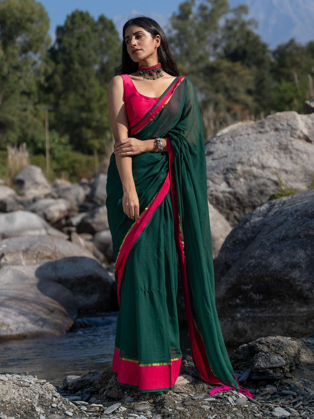 Suta Green Mul Cotton Saree