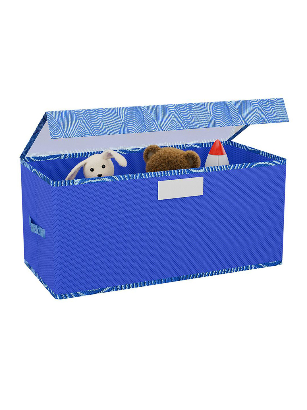 Kuber Industries Blue & White Printed Storage Box Organisers With Lid