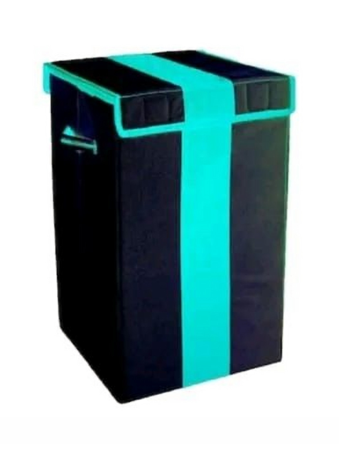 Aura Black & Green Patti Foldable Laundry Bag with Lid & Handles-75 l