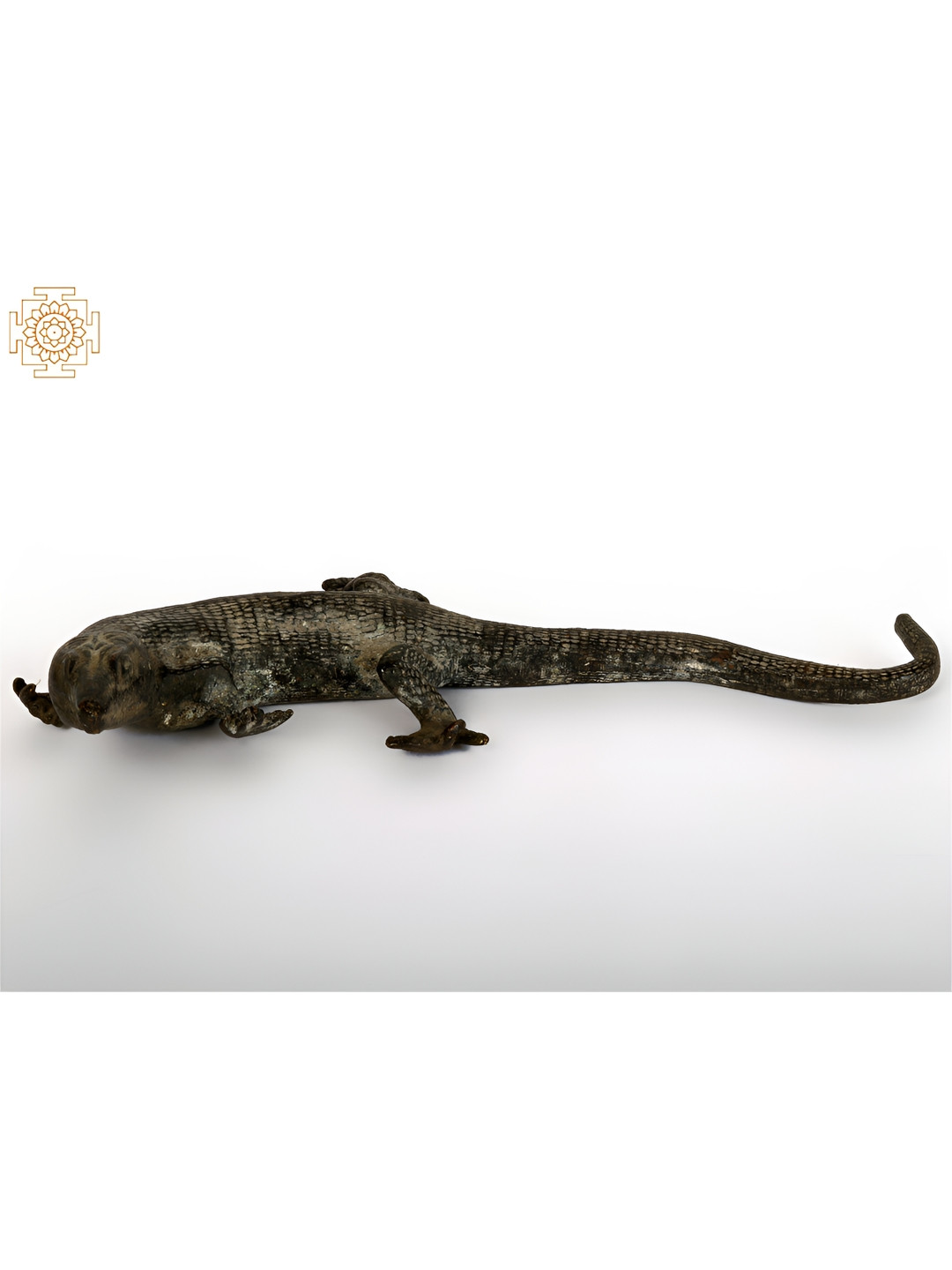 Exotic India Vintage Lizard Brown Bronze Metallic Home Office Tiny Showpiece - 1.2 Inches