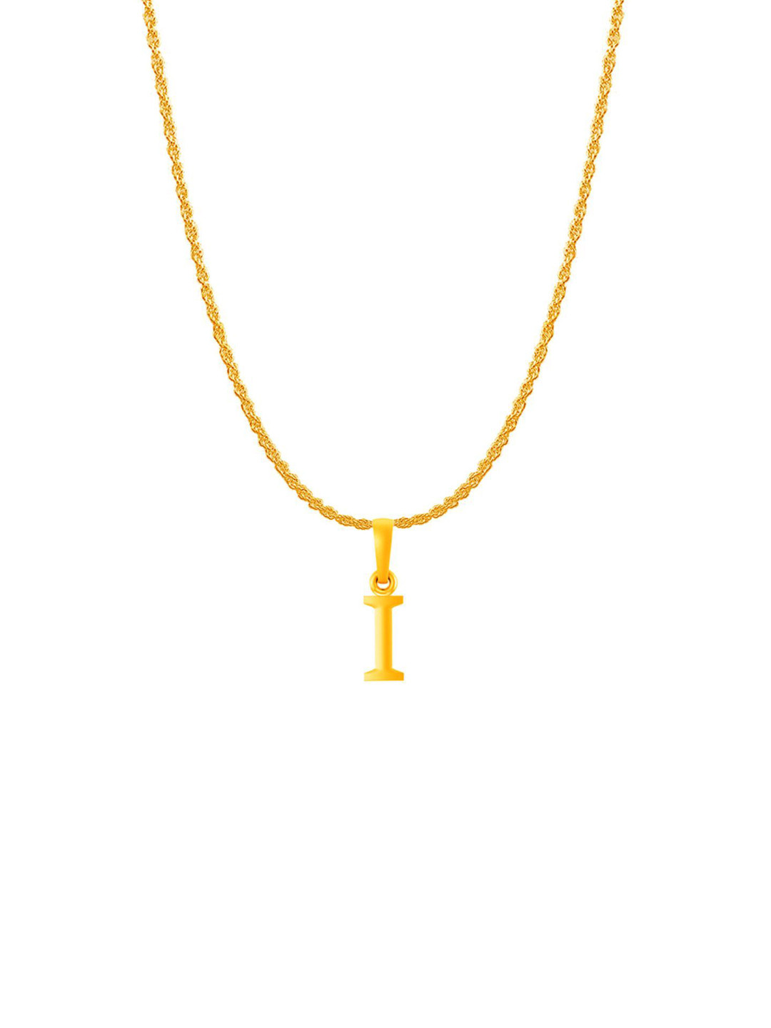 Metronaut Men 92.5 Sterling Silver 22KT Gold-Plated I Alphabet Pendant with Rope Chain