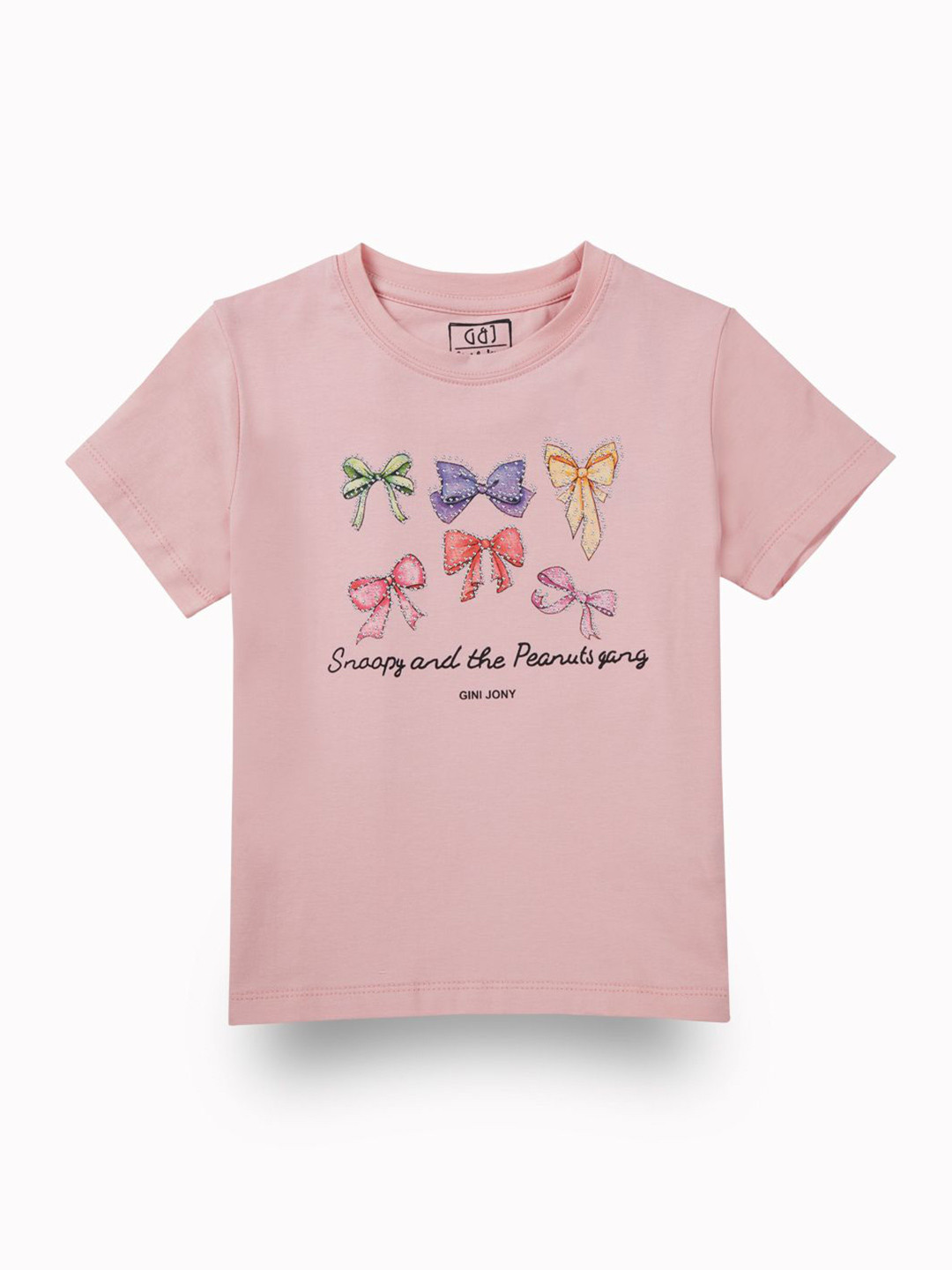 Gini and Jony Kids-Girls Graphic Printed Round Neck Short Sleeves Cotton Crop Top