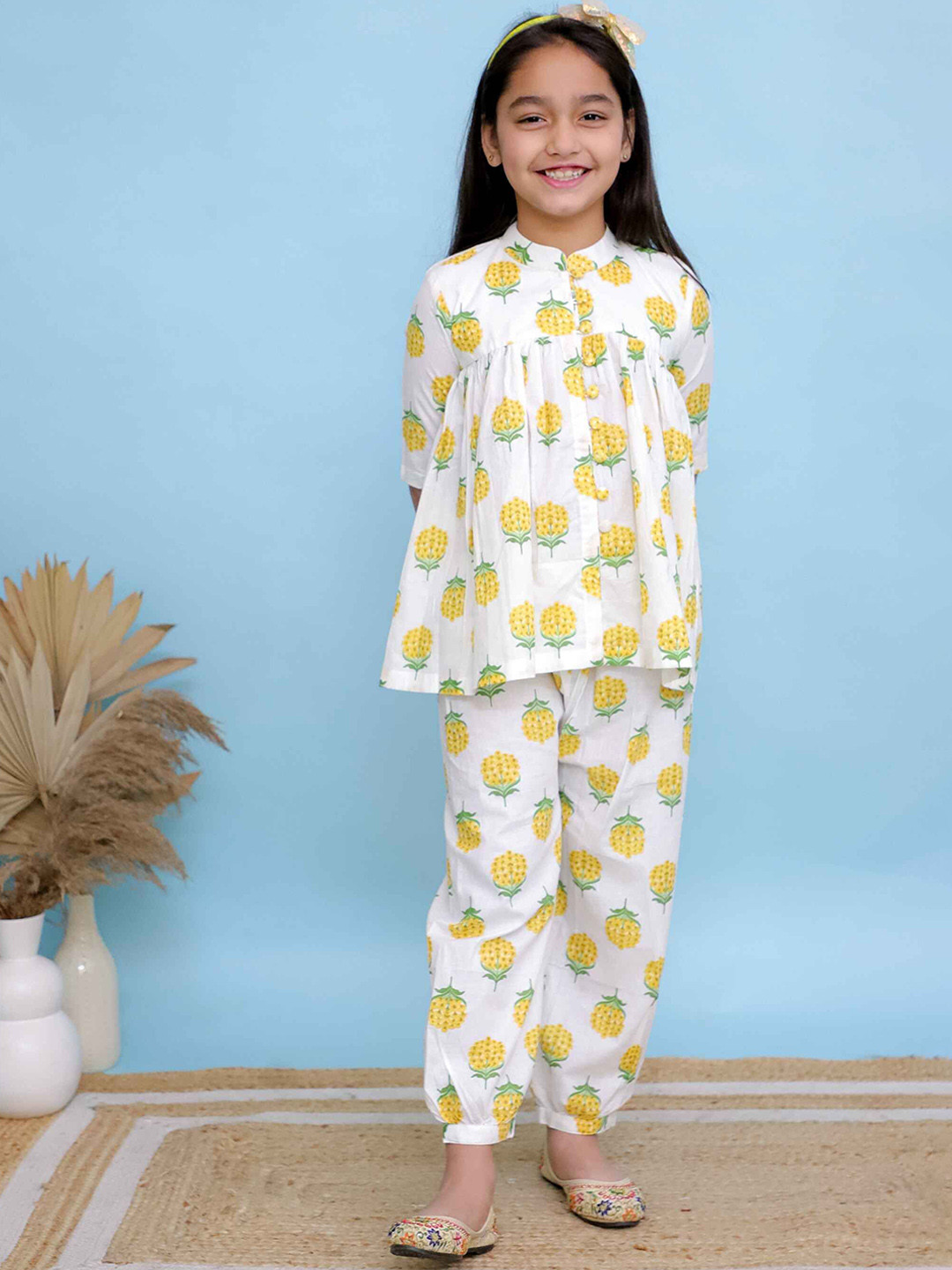 Kalp Girls Sooti Printed Pure Cotton Top With Trouser