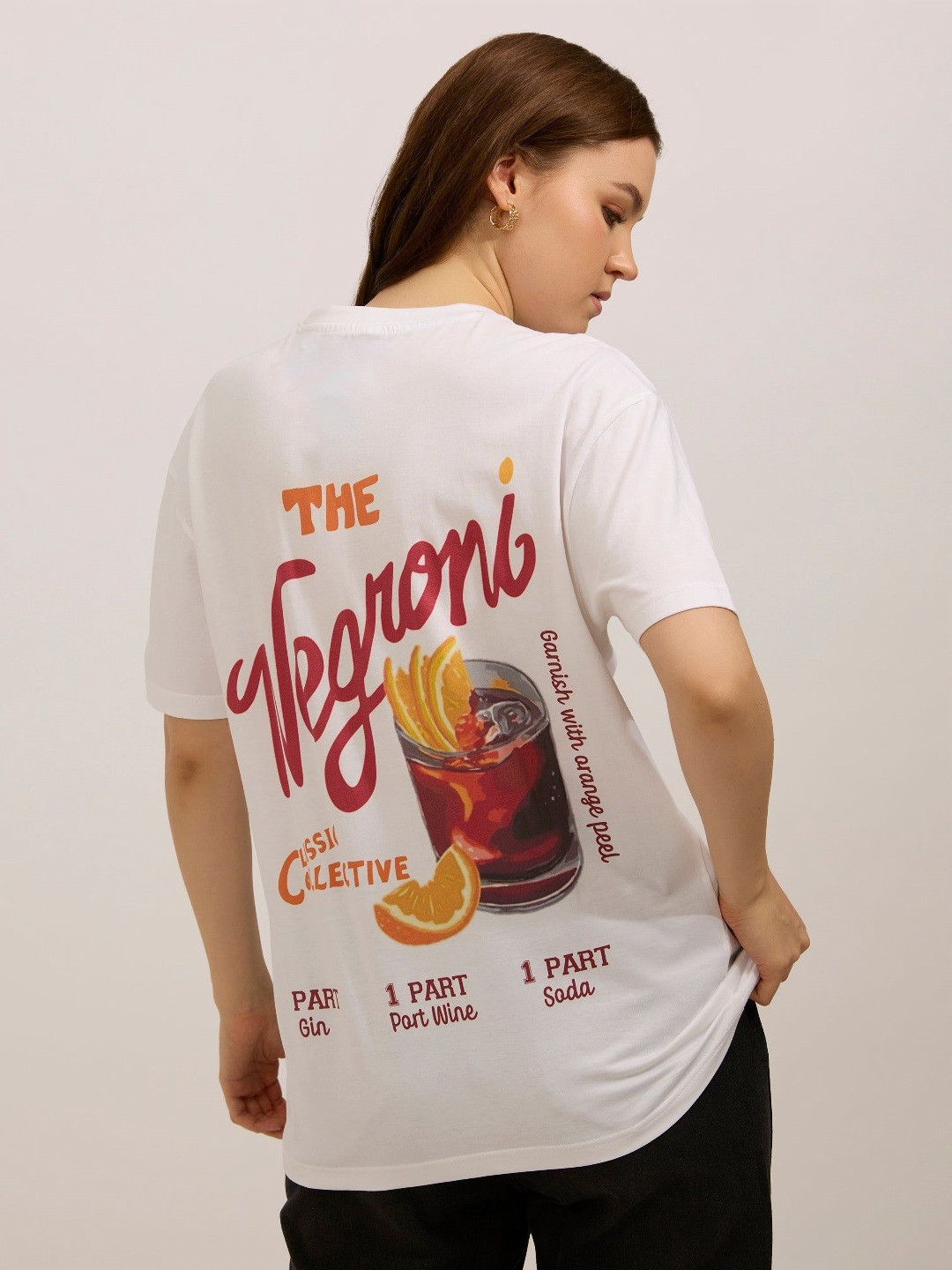 Outzidr White Oversized Graphic T-Shirt