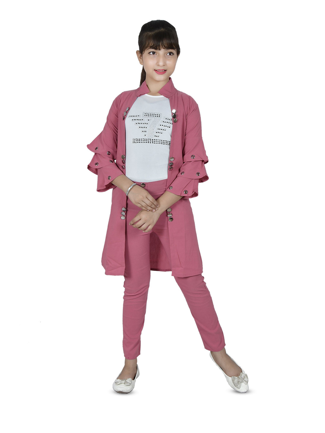 PERFECTPIVOT Kids-Girls Shirt Collar Bell Sleeve Shirt Dress