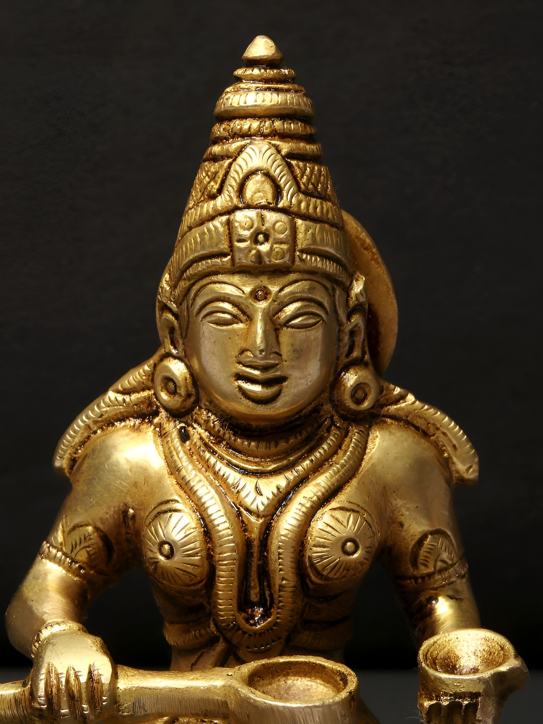 Exotic India Goddess Annapurna Gold Brass Metallic Living Room Hand Made Small Showpiece - 5 Inches