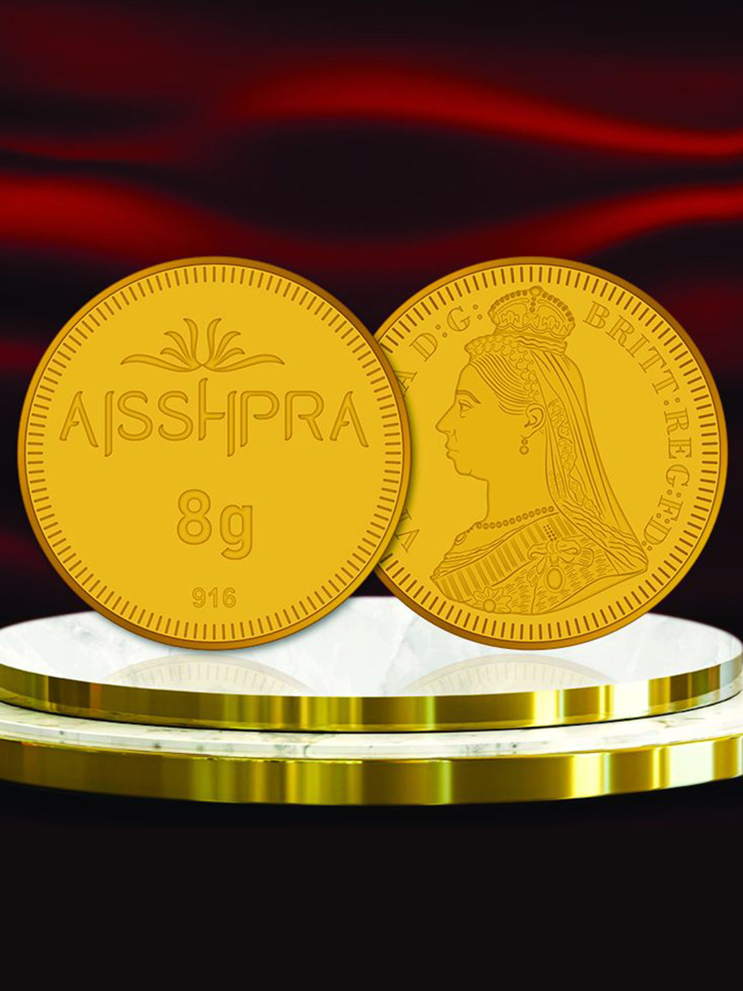 Aisshpra 22 Karat 916 Purity- 8 gram Gold Coin or Bar Ideal for Gifting or Investment