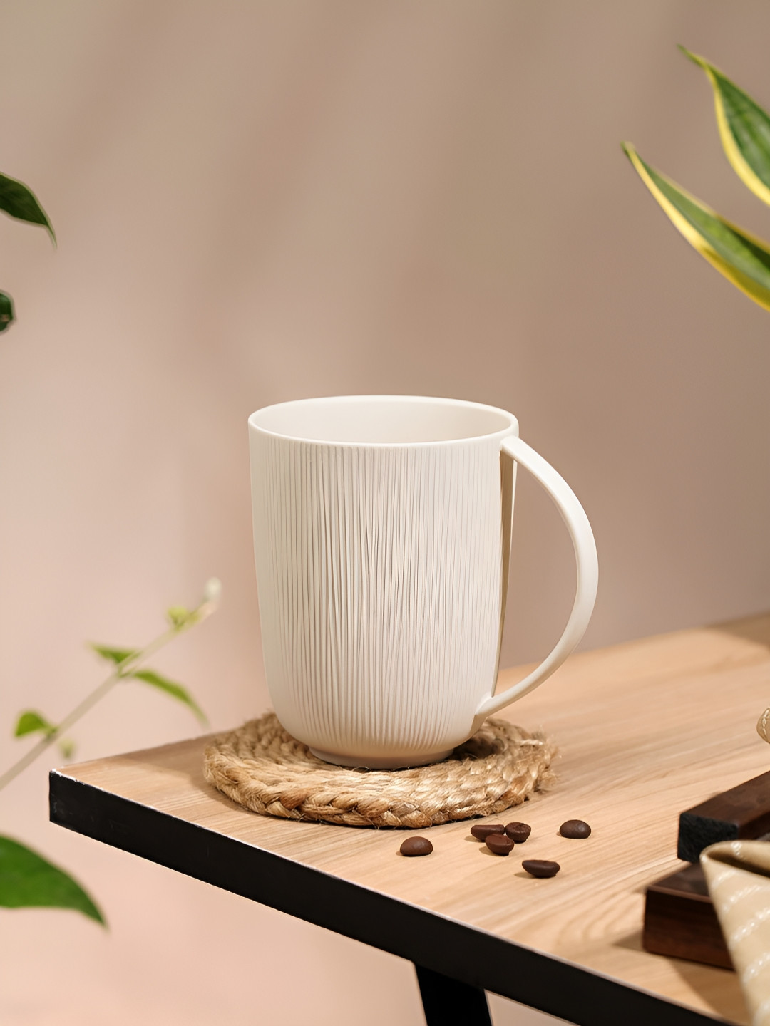 Vola Global LLP Christmas Brown Textured Porcelain Microwave Safe 2 Piece Mugs-400ml