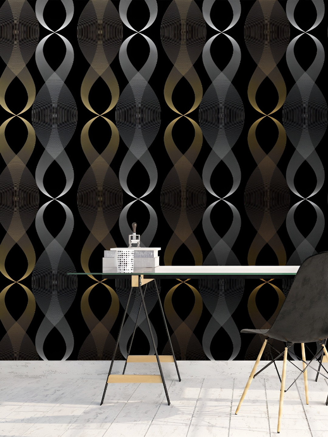 Sky Walls Black & White Printed Waterproof Wallpaper