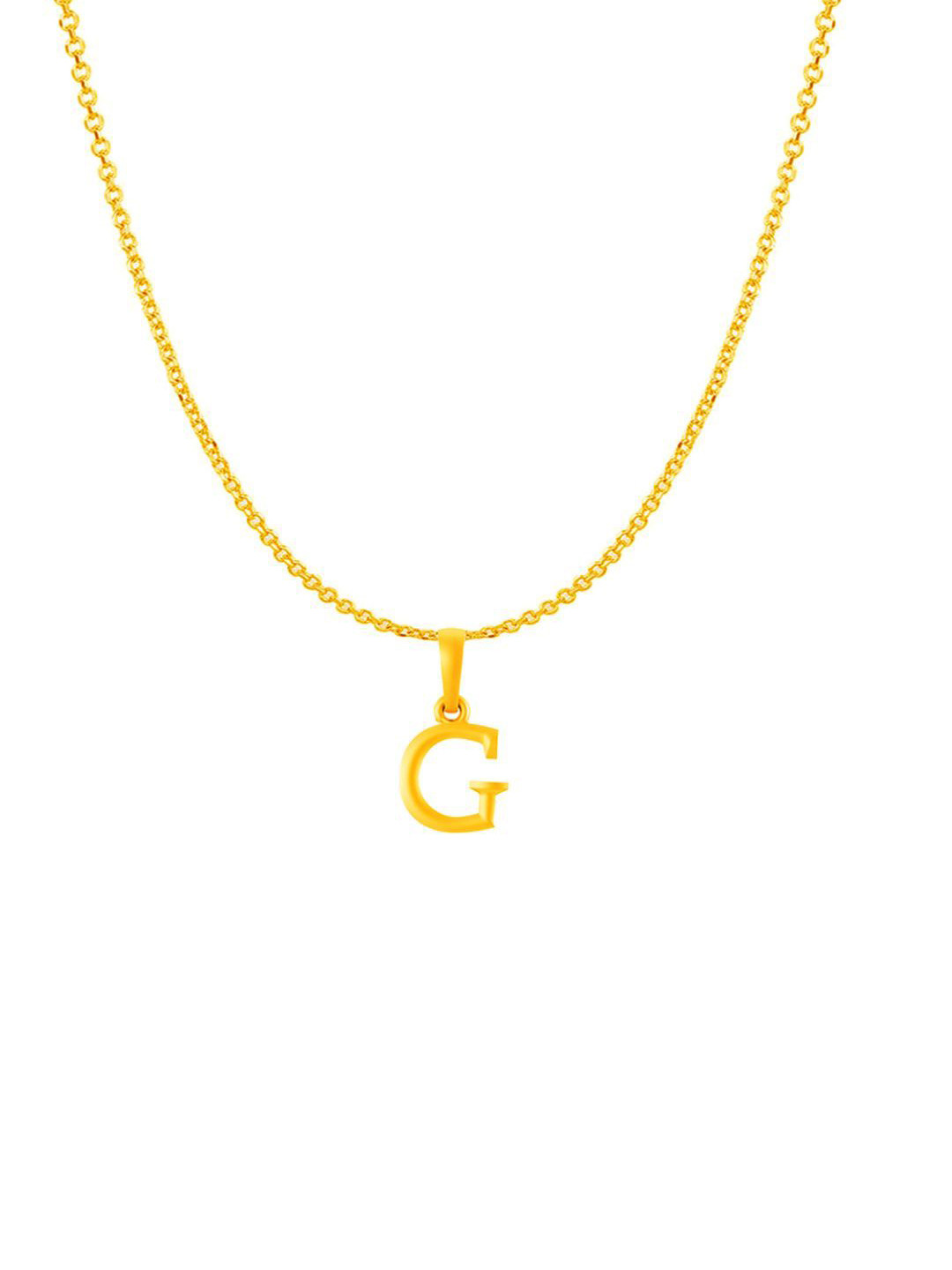 Metronaut Men 925 Sterling Silver 22KTGold-Plated G Alphabet Pendant With Anchor Chain