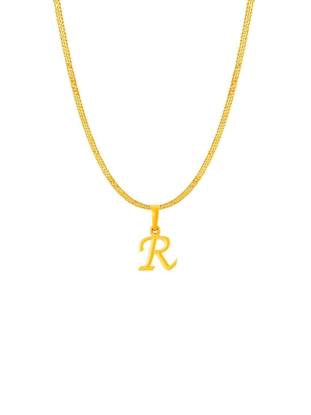 Metronaut Men 22KT Gold-Plated 92.5 Silver Contemporary R Alphabet Pendant With Chain