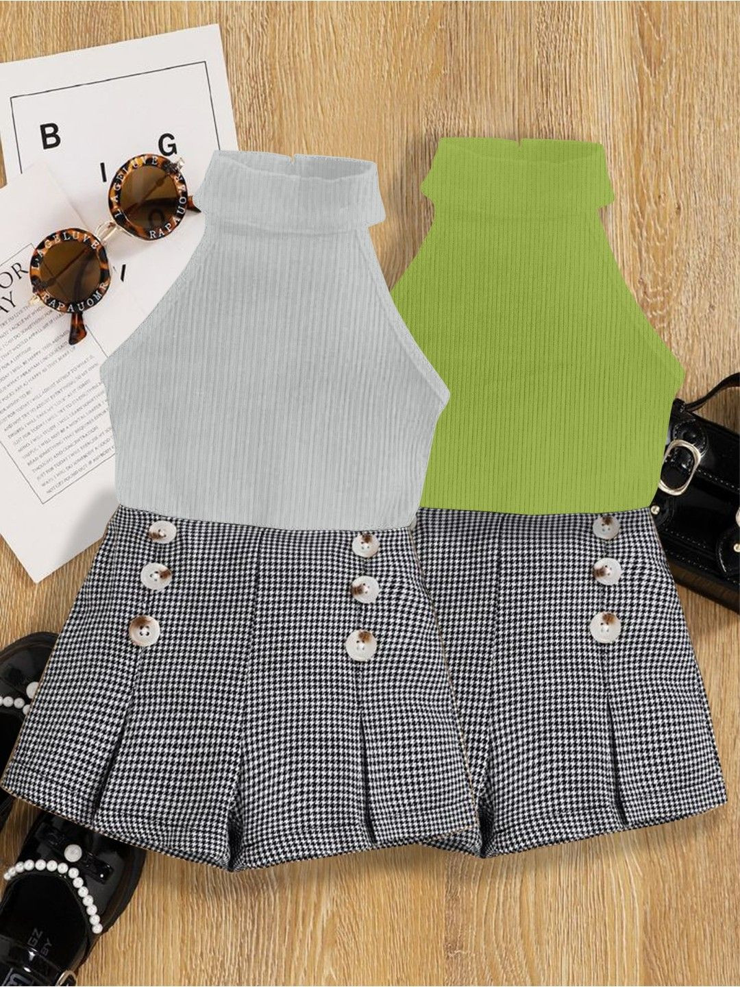 DEL LUNA Set Of 2 Girls Top with Shorts