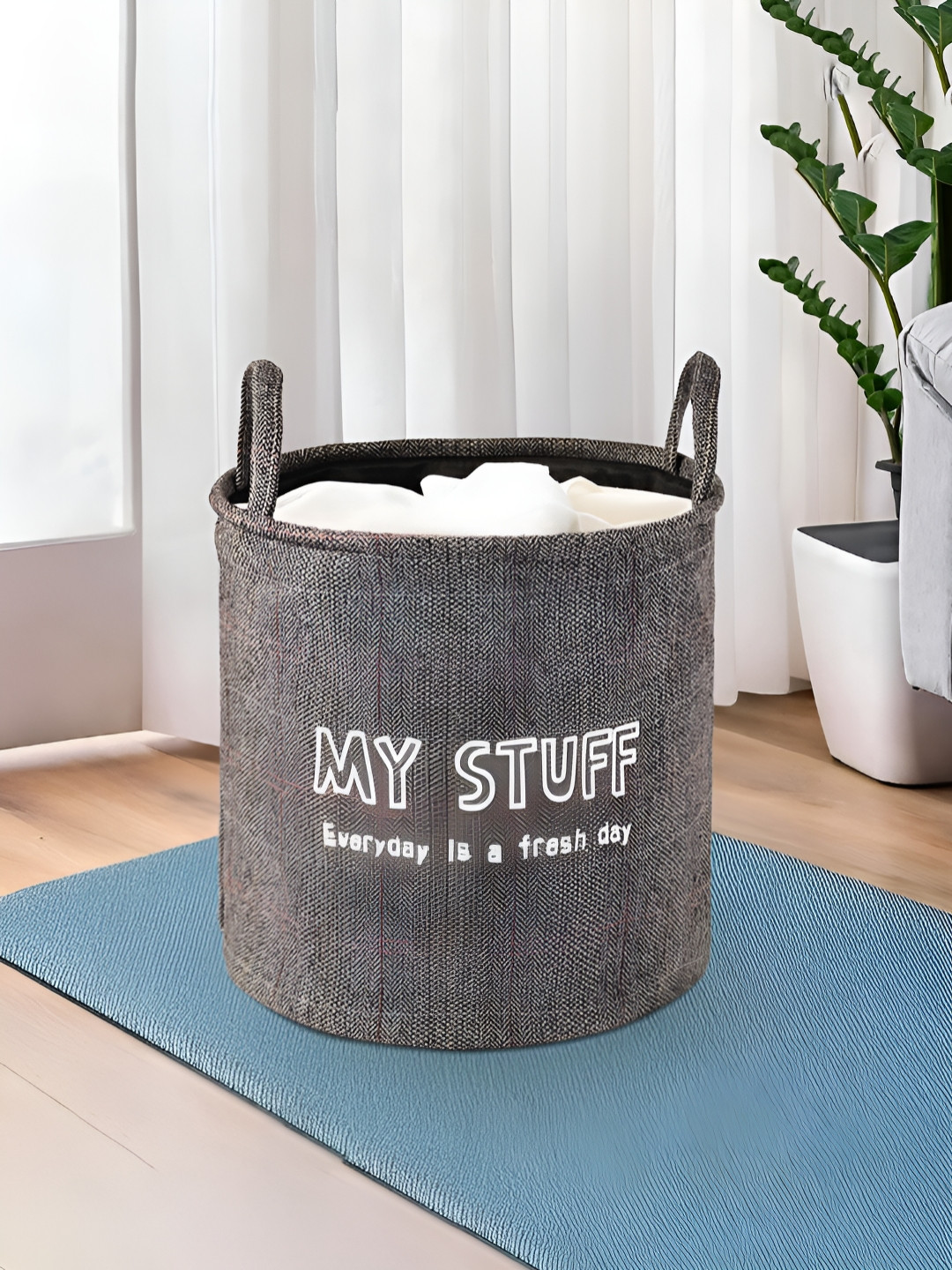 Myntra Elegant Homes Grey Printed Wardrobe Tote Basket Organiser