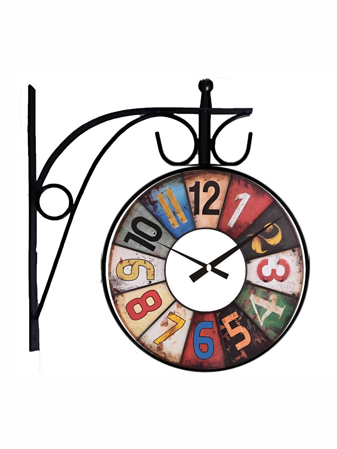 Nutts Black Metal Double Sided Round Battery Analogue Wall Clock-40.6cm