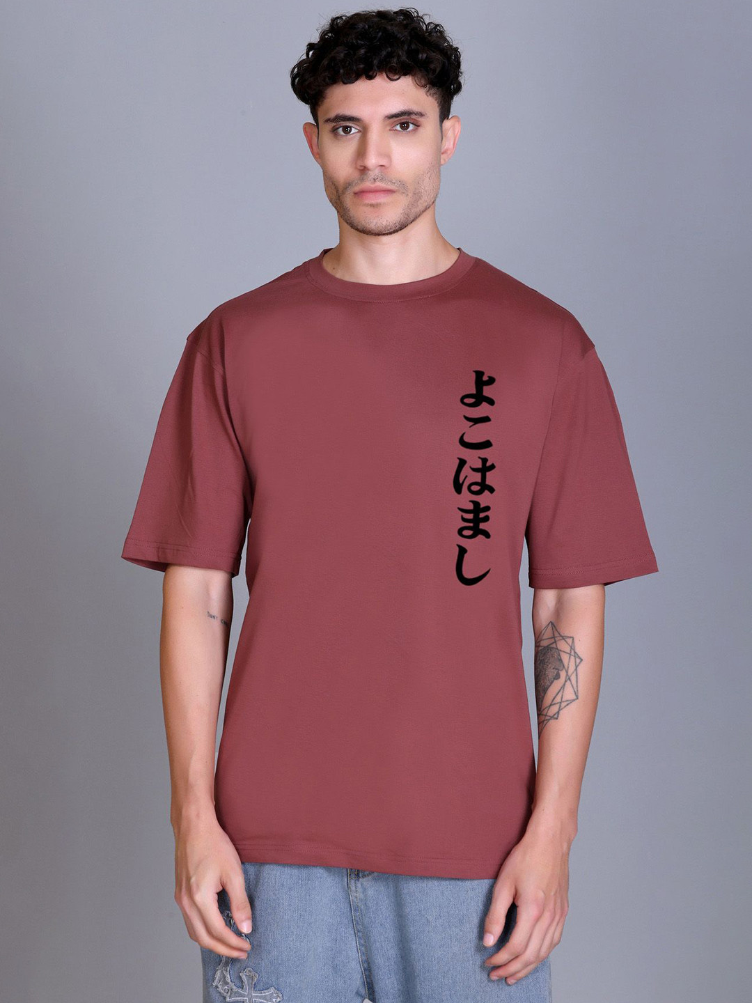 Parcel Yard Printed Cotton Drop-Shoulder Sleeves Oversized Moisture Wicking T-shirt