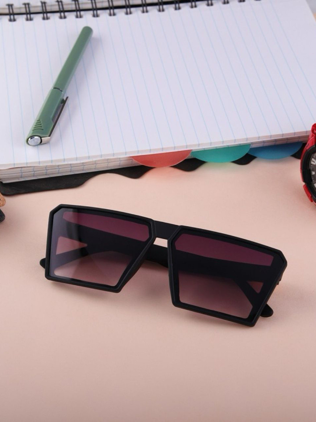 IFLASH Unisex Full Rim Square Sunglasses with UV Protected Lens LOVE 2387 BLACK