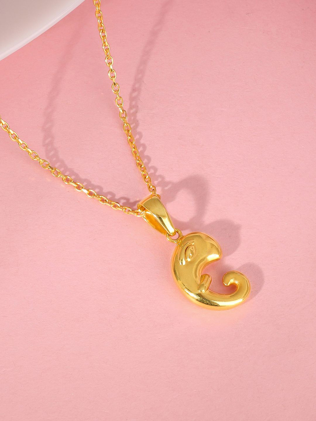 GIVA 925 Silver Gold Plated Ganpati Trunk Pendant With Link Chain