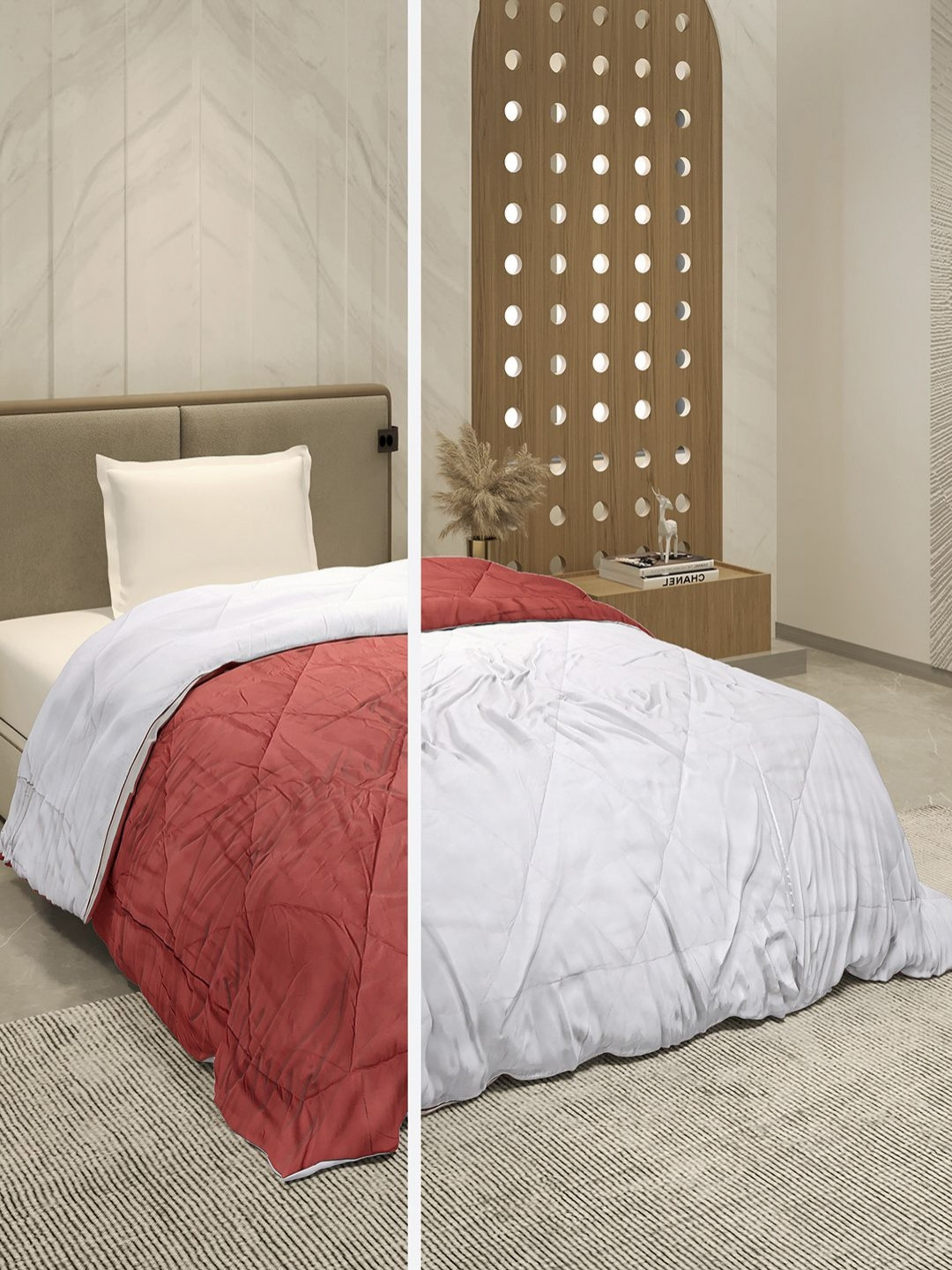 Monte Carlo Red & White AC Room Single Bed Comforter