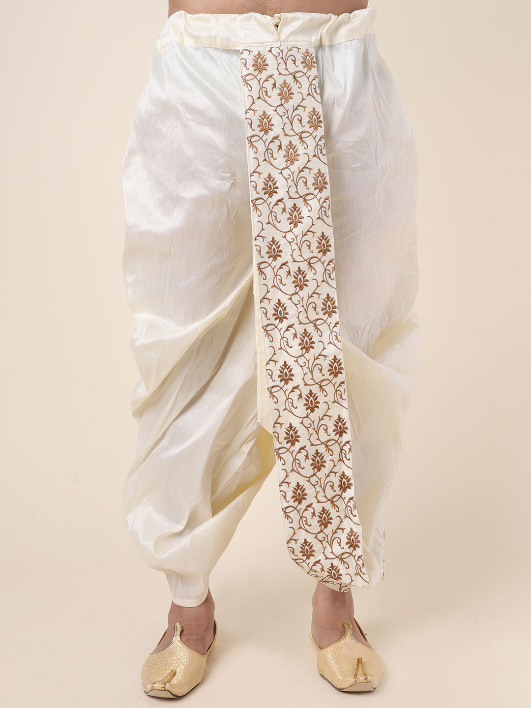 W & G Men Silk Relax Fit Embroidered Ethnic Designer Dhoti