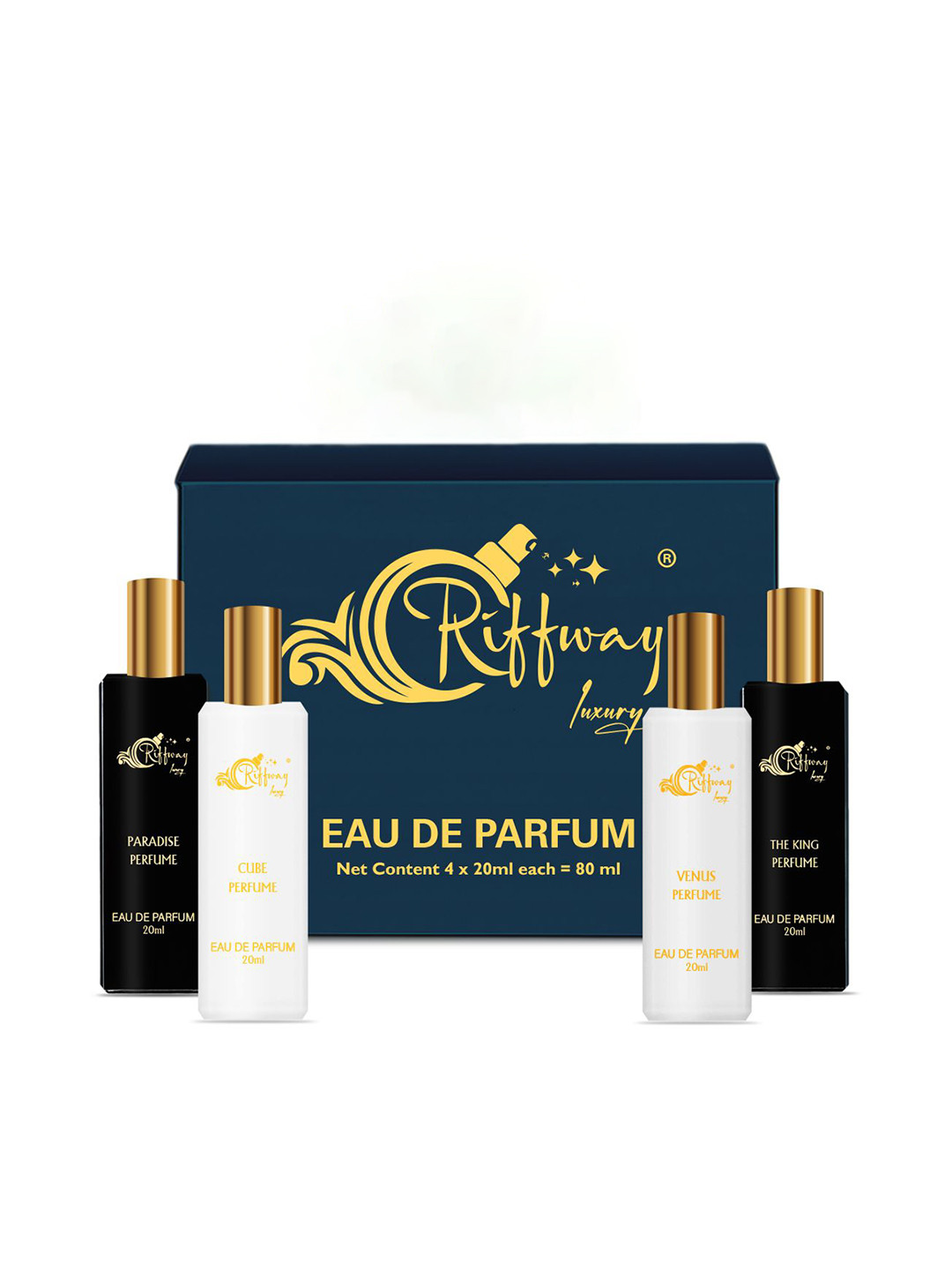 riffway Set Of 4 Paradise, Cube, The King & Venus Long Lasting Eau De Parfum- 20 ml Each