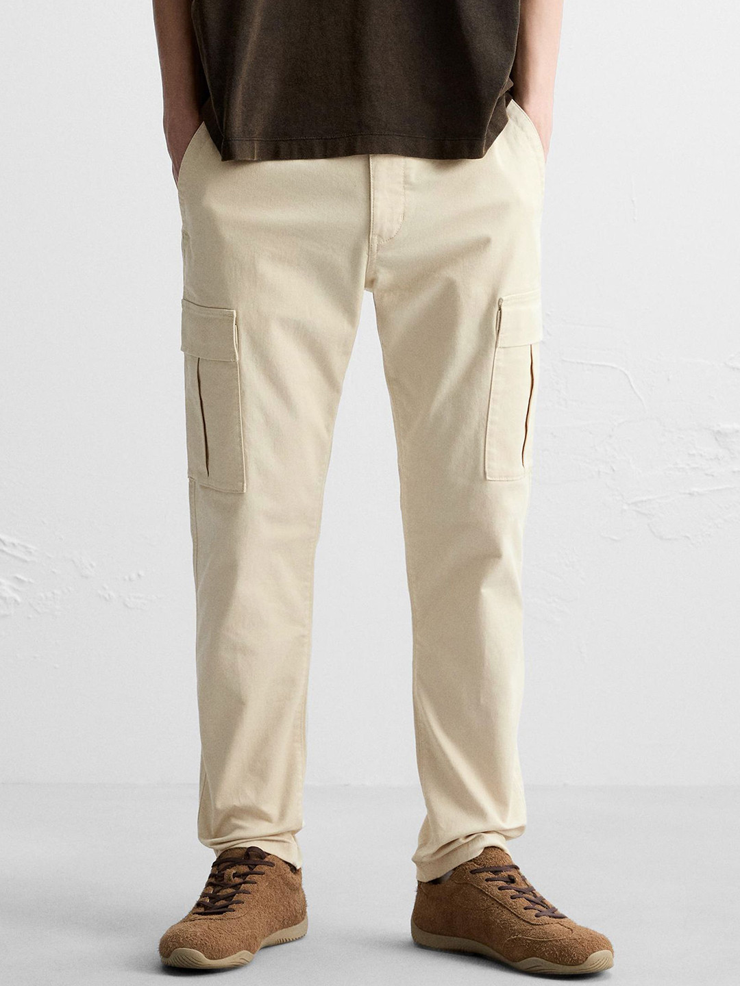 MISCHIEF MONKEY Men Relaxed Straight Leg Cargos Trousers