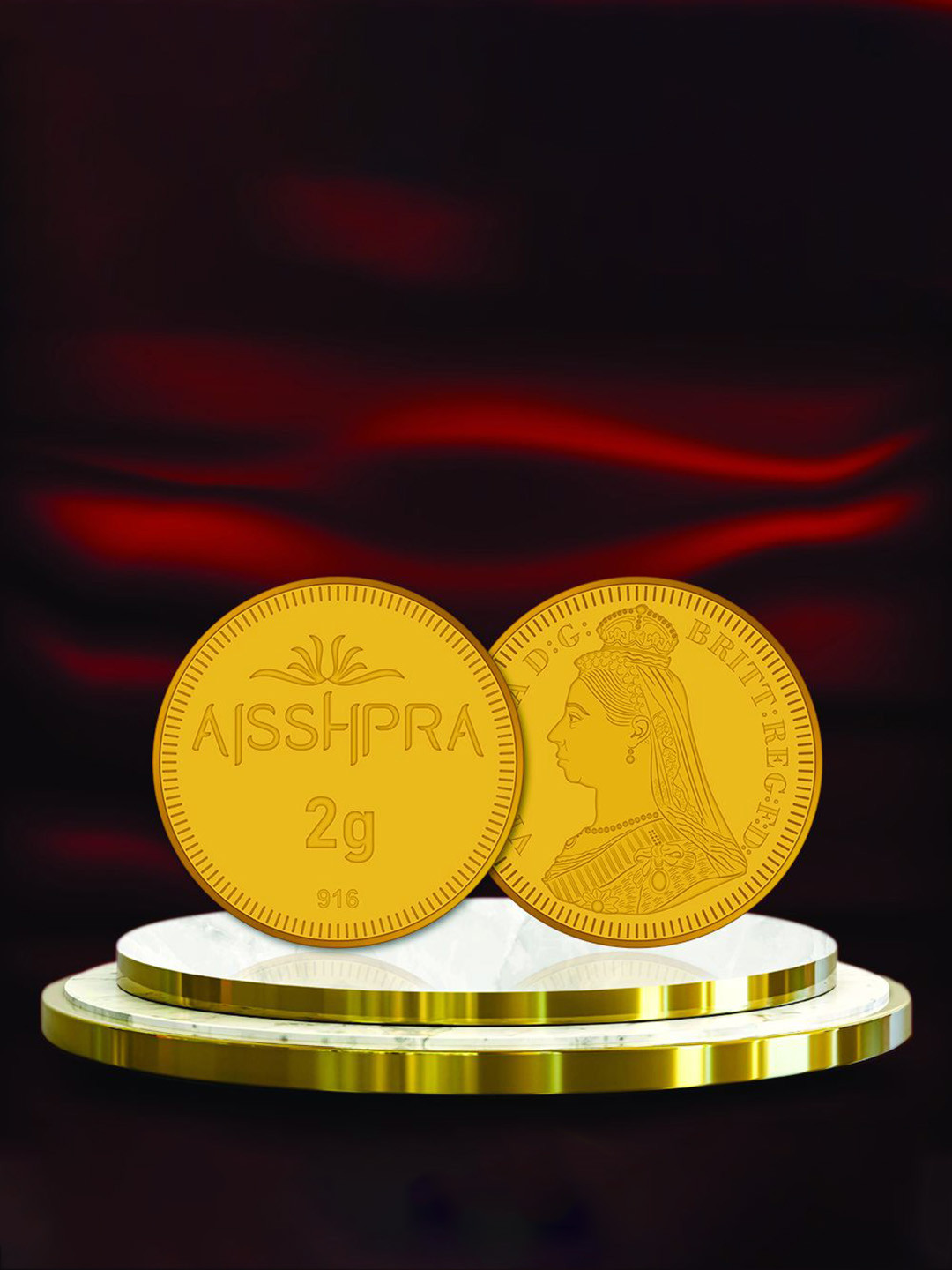 Aisshpra 22 Karat 916 Purity- 2 gram Gold Coin or Bar Ideal for Gifting or Investment