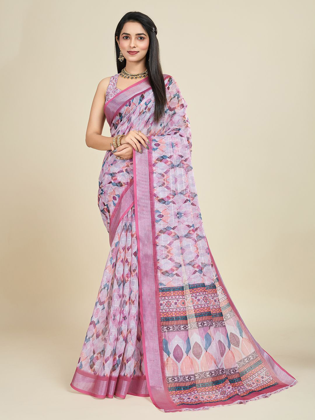 SHANVIKA Printed Saree with Blouse Piece