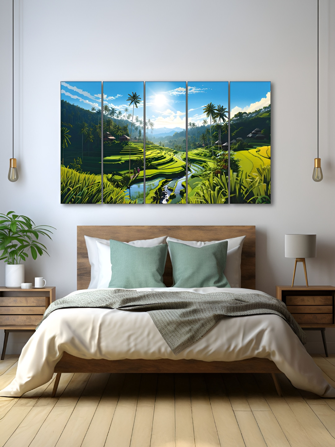 The Castle Decor Wood 5 Piece Wall Rectangle Paintings Wall Art - 26.7 x 47.6 In