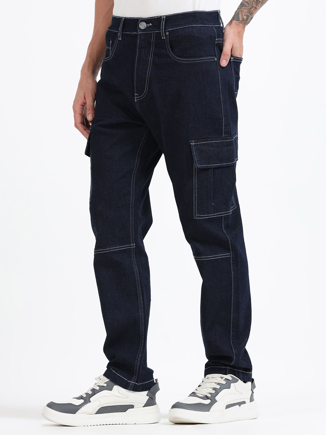 MARTIN SMITH Men Relaxed Denim Cargos Trousers