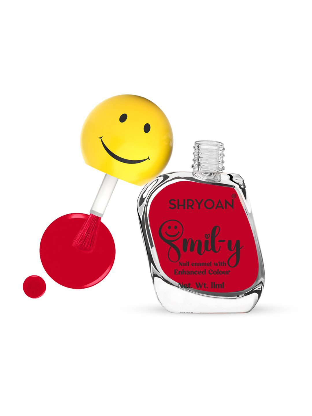 SHRYOAN Smiley Nail Paint With Enriched Color - 11 ml - Scarlet Red 10
