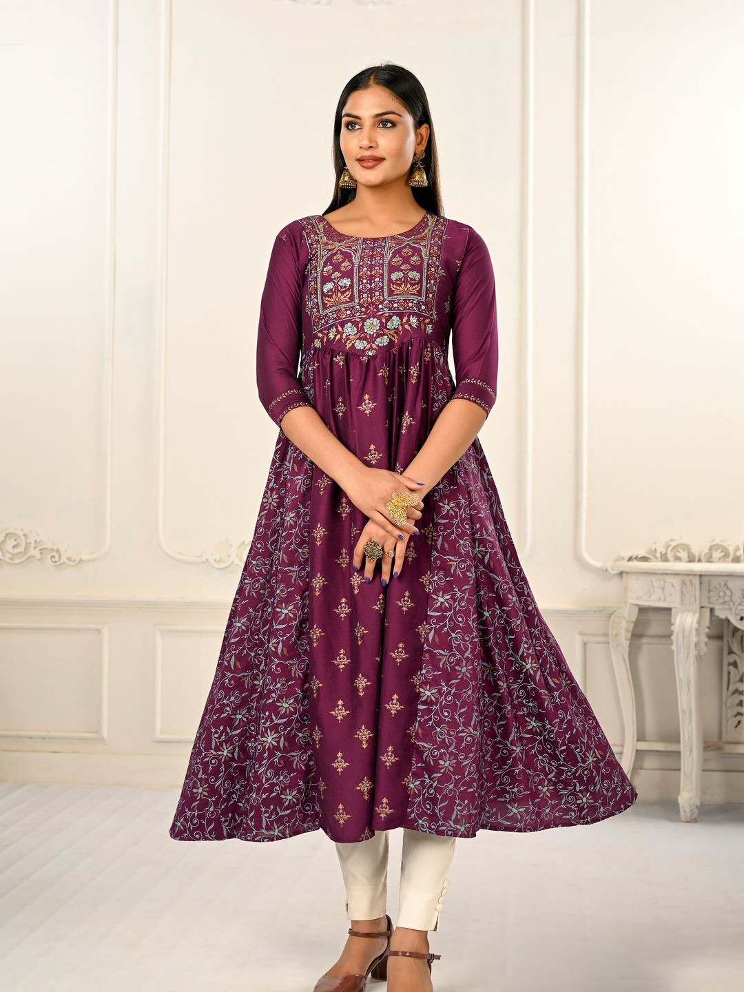 Suha Printed Pure Cotton Anarkali Kurtas