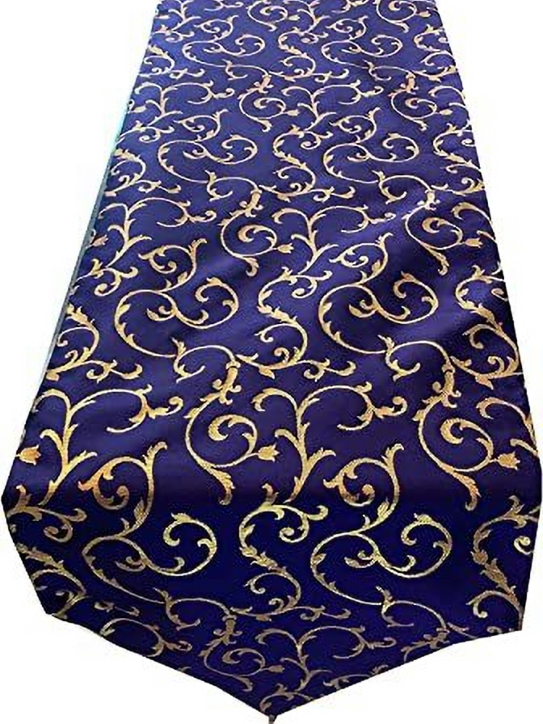 Pink Parrot Navy-Blue Ethnic-Motif Jacquard Silk Table Runner With Tassels