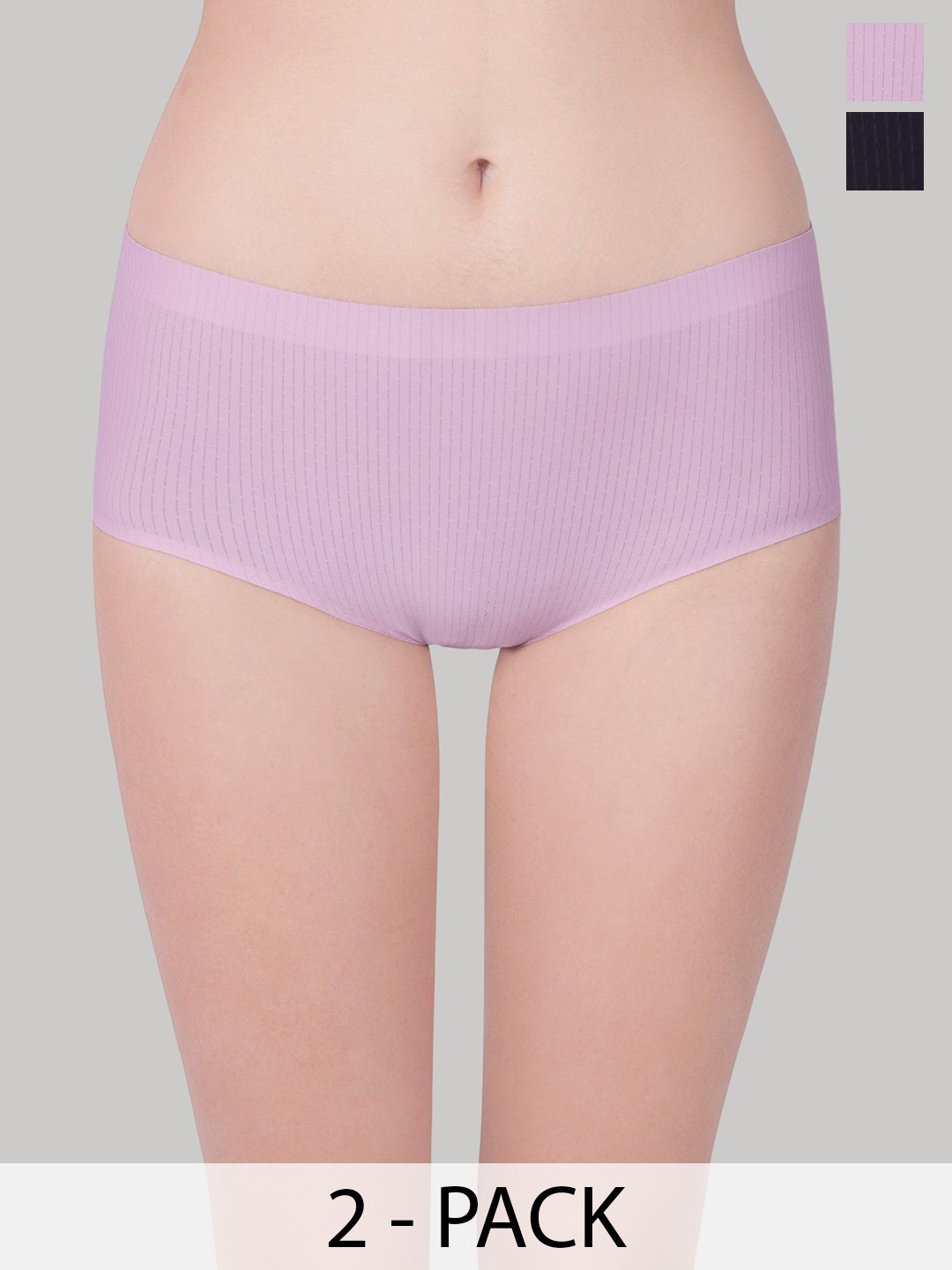 PLUMBURY Pack Of 2 Seamless Hipster Briefs PL-PANTY-6251-BL/PINK-M