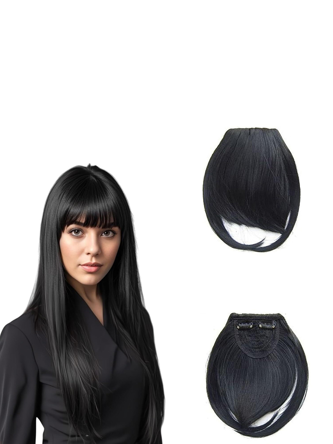 ABS Straight Scalp Topper Clip-In Hair Extension - Black - 6 Inch