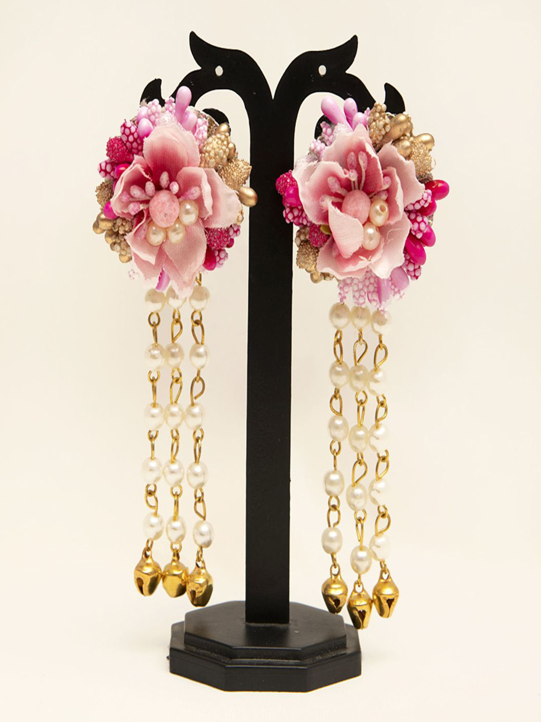 Flosaira Artificial Beads Beaded Floral Moksha Drop Earrings